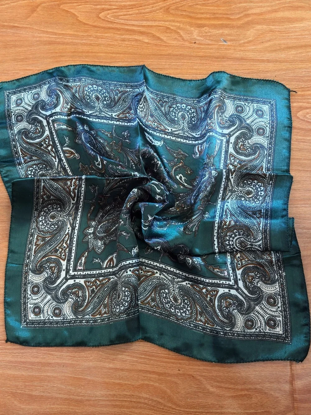 New Square Dark Green Satin Scarf-18”